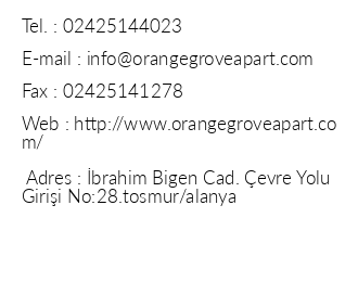 Orange Grove Apart Hotel iletiim bilgileri